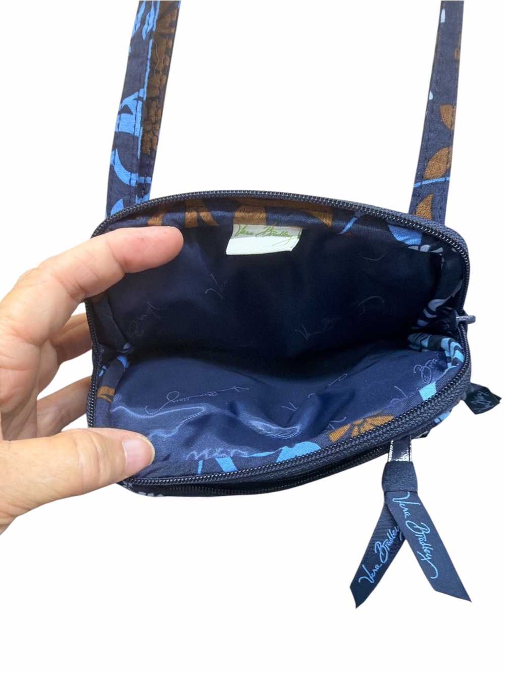 Vera Bradley Mini Hipster Crossbody Bag – Retired Blue & Brown Floral Print - Picture 4 of 8